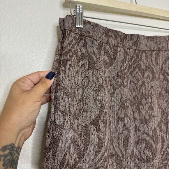 Valentino Skirt S 10 Jacquard Lace Print Brown Pencil Vintage Dark Romantic Goth - Picture 11 of 13